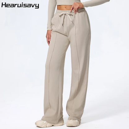 Pantalones deportivos Hearuisavy para mujer, corte recto, con cordón ajustable, bolsillos, para gimnasio, deportes, uso casual, actividades al aire libre, correr, entrenamiento, yoga, pantalones largos.