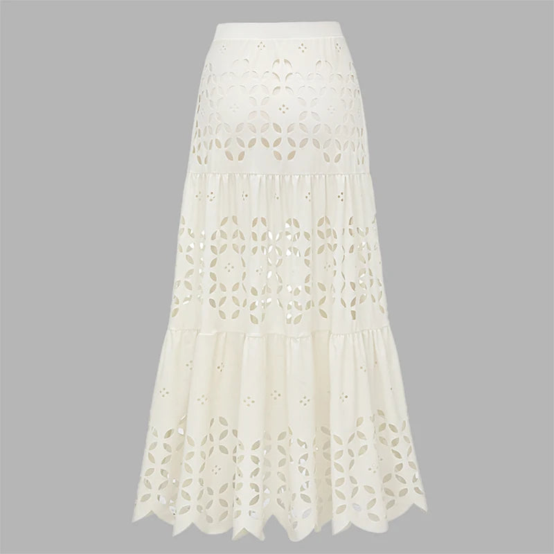 Flaxmaker - Traje de baño de bikini sexy sin tirantes y ahuecado para mujer, chaleco liso sin mangas, falda recta, conjunto informal elegante de verano para mujer