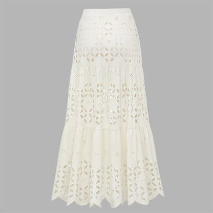 Flaxmaker - Traje de baño de bikini sexy sin tirantes y ahuecado para mujer, chaleco liso sin mangas, falda recta, conjunto informal elegante de verano para mujer