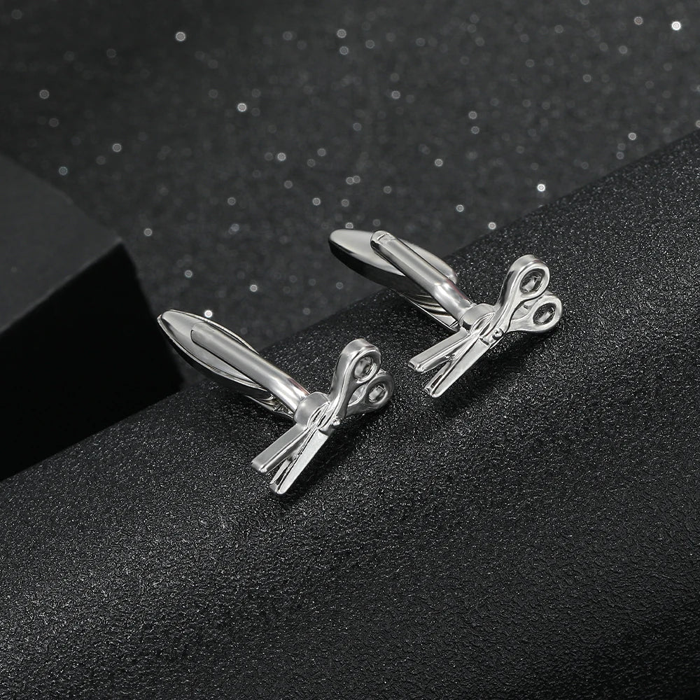 Colección de herramientas, joyería, gemelos con forma de tijera y martillo para hombres y niños, accesorios, regalo para festivales.