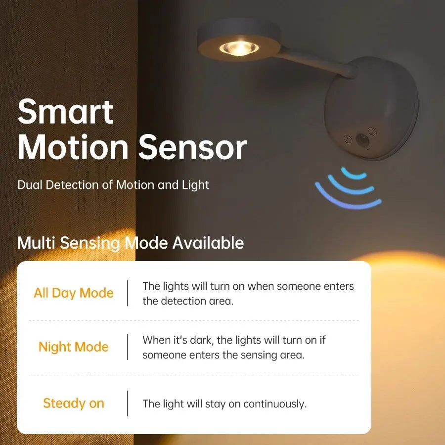 Luz nocturna con sensor de movimiento, luz inalámbrica USB LED para cocina, dormitorio, mural, sala de estar, lámpara de pared con sensor, iluminación interior LED USB