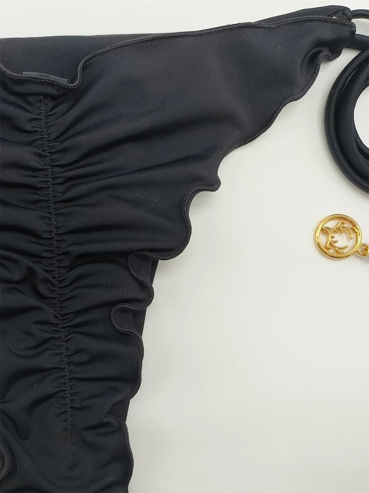 Bikini unicolor con purpurina, bañador sexy con cuello halter, traje de baño para mujer, conjunto de bikini con lentejuelas brillantes, ropa de playa, bikini brasileño