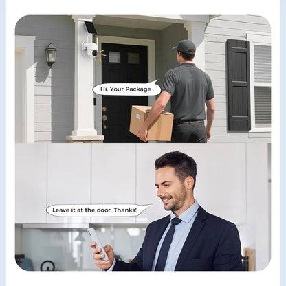 Cámara solar WiFi de 4 MP para exteriores, 2K, batería integrada, cámara de seguridad tipo domo con alimentación solar, alarma de movimiento PIR, almacenamiento en la nube y audio bidireccional.