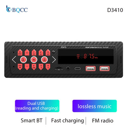 Radio estéreo BQCC 1DIN MP3 con FM, USB, TF, entrada AUX, Bluetooth, protección de energía, luces de 7 colores, USB dual, multimedia, audio para coche.