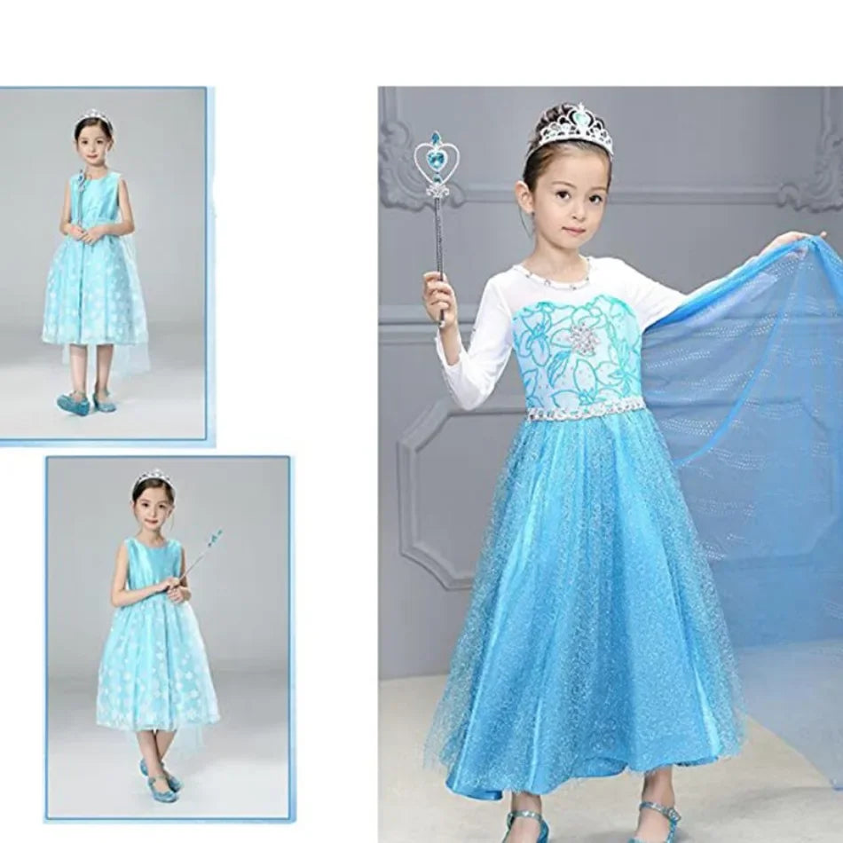 Accesorios de cosplay de Elsa para niña, disfraz de princesa Reina de las Nieves, joyería, varita, corona, collar, clips para las orejas, accesorios de fotografía para juegos de rol.
