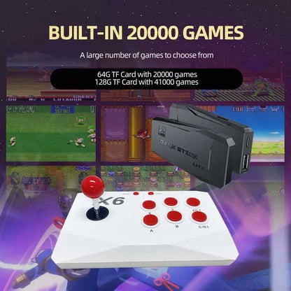 Consola de videojuegos arcade VILCORN 4K TV Game Stick con doble joystick arcade para juegos MAME/Sega/PS1/Atari, regalo para niños
