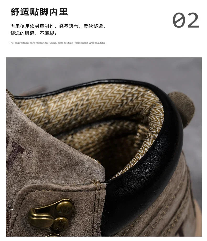 Botas de nieve para hombre, ideales para el invierno. Botas clásicas de caña alta para senderismo, con suela gruesa antideslizante y gran practicidad.