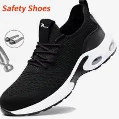 Zapatos de seguridad ligeros para hombre 2025, zapatillas de trabajo con puntera de acero, calzado de protección para hombre, antiaplastamiento, antipinchazos, zapatos indestructibles.