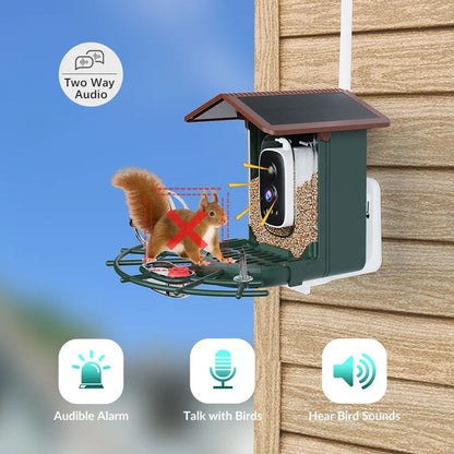 Cámara para comedero de pájaros 4MP 2K HD, captura de vídeo de aves, WiFi, alimentación solar, visión nocturna, observación de aves, alertas instantáneas