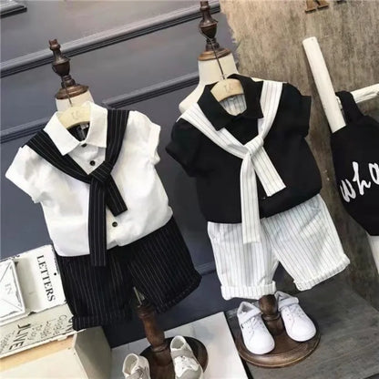 Conjunto de ropa para niños, nuevo conjunto de verano, ropa de verano atractiva, traje para niño pequeño, camisetas de manga corta y pantalones cortos, conjunto de 2 piezas