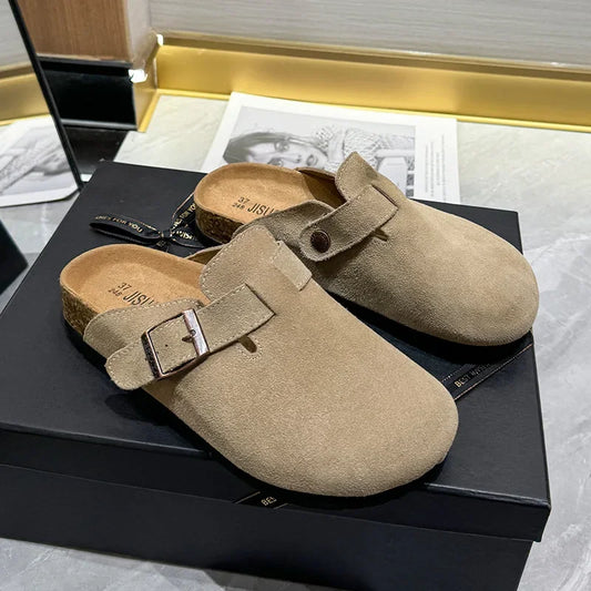 Sandalias vintage de mujer con suela gruesa, sin cordones, otoño/invierno 2024, nuevo estilo, tacón interior reforzado, adoquines de poliuretano