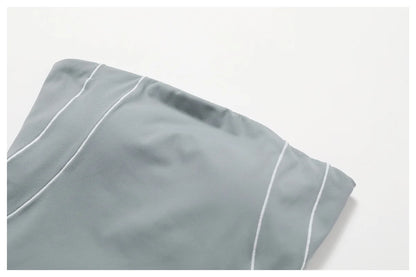 Conjunto deportivo de yoga FUBEIKE para mujer, de verano, color nude, ajustado, con espalda descubierta, ideal para gimnasio, ropa deportiva para mujer, para correr al aire libre.