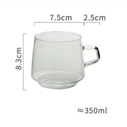 Taza de vidrio coloreada de 350 ml, resistente al calor, color ámbar, azul y verde, apilable, para café, té, 1 unidad