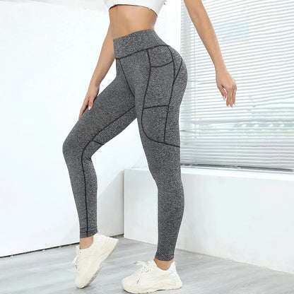Leggings de yoga de cintura alta con bloques de color para mujer, leggings de entrenamiento con control de abdomen para mujer