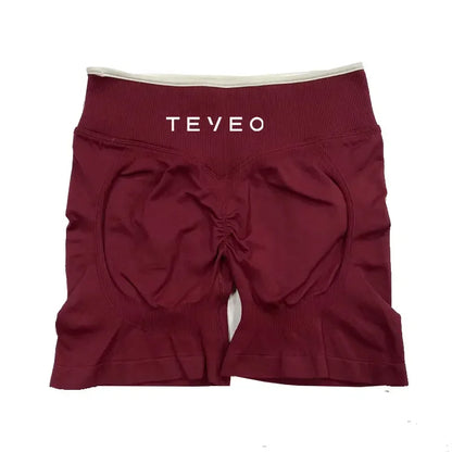 TEVEO - Pantalones cortos deportivos de yoga para mujer, pantalones deportivos elásticos para fitness y ciclismo, conjunto de sujetador de yoga corto Ignite Sculpt Scrunch, leggings