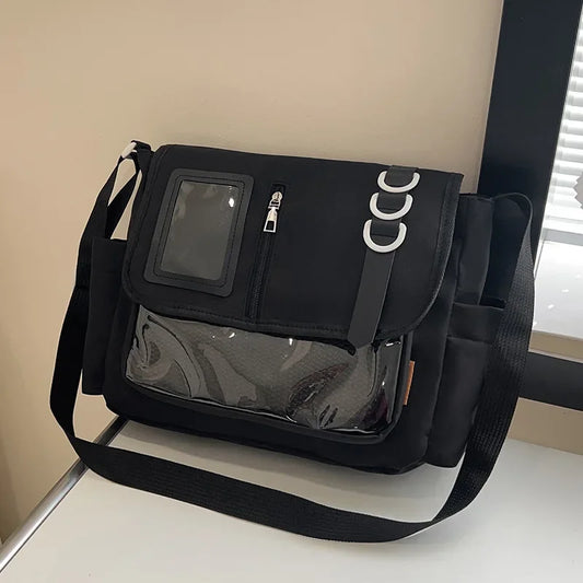 Nuevo bolso bandolera informal de nailon de estilo universitario, de gran capacidad, para estudiantes, estudiantes, estudiantes, estudiantes, estudiantes, tendencia de viaje, con un solo hombro inclinado.