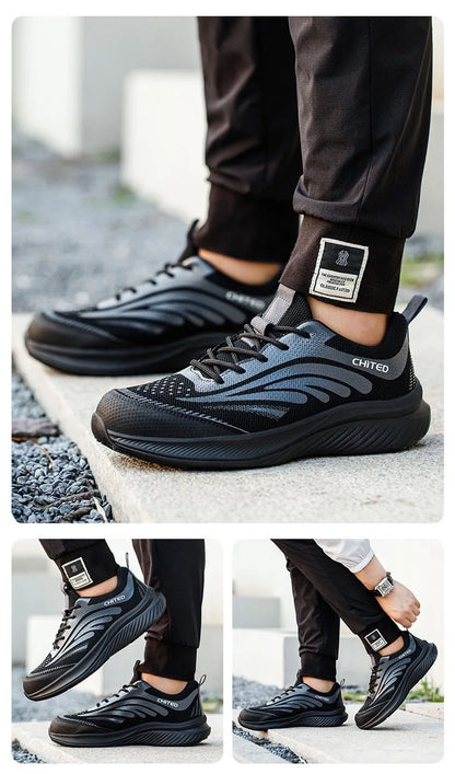 Nuevo calzado de seguridad para hombre, de cuatro estaciones, con puntera de acero antiaplastamiento y antiperforación, suela blanda antideslizante, para trabajo.