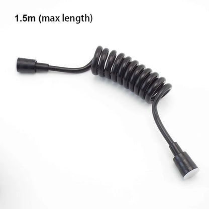 Accesorios de plomería negros de 1,5 m, 2 m y 3 m, manguera flexible de resorte para agua, manguera retráctil para línea telefónica, cabezal de ducha, para inodoro y bidé.