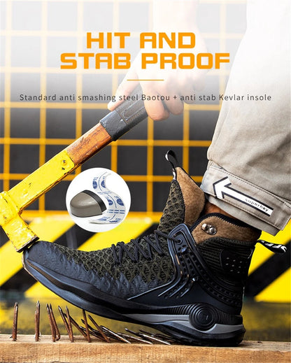 Botas de trabajo de seguridad para hombre con puntera de acero, nuevas, antiaplastamiento y antipinchazos. Calzado antideslizante para hombre, modelos para las cuatro estaciones.