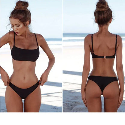 Sexy White Push Up Bikini Set Women Swimsuit Solid Micro Biquini Brazilian Plus Size Swimwear Female Low Waist Bathing Suit XL