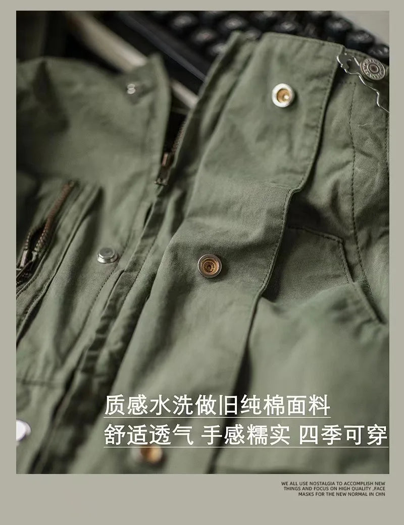 Retro American Cotton Overalls Bibs Loose Washing Jumpsuit Men's Suspenders Four Seasons Full Length Baggy Pants