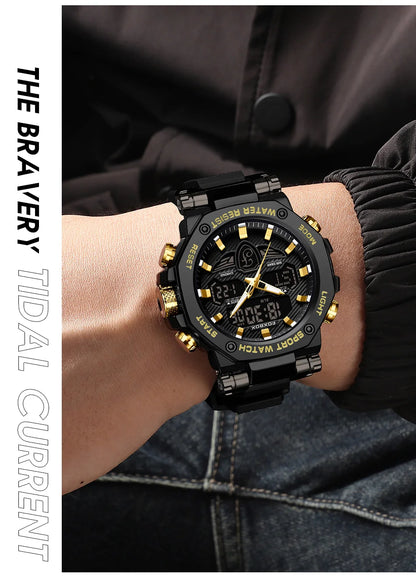 Relojes militares de lujo para hombre LIGE 2024, marca superior, resistentes al agua 5 bar, deportivos, de cuarzo con LED, para hombre, Relogio Masculino.