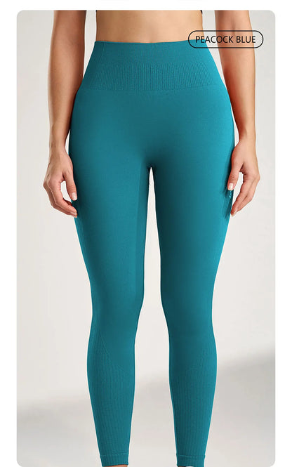 Leggings deportivas para mujer, color sólido, para gimnasio, correr, yoga, pantalones largos, cintura alta, efecto vientre plano, elásticas, pantalones de chándal, siete colores.