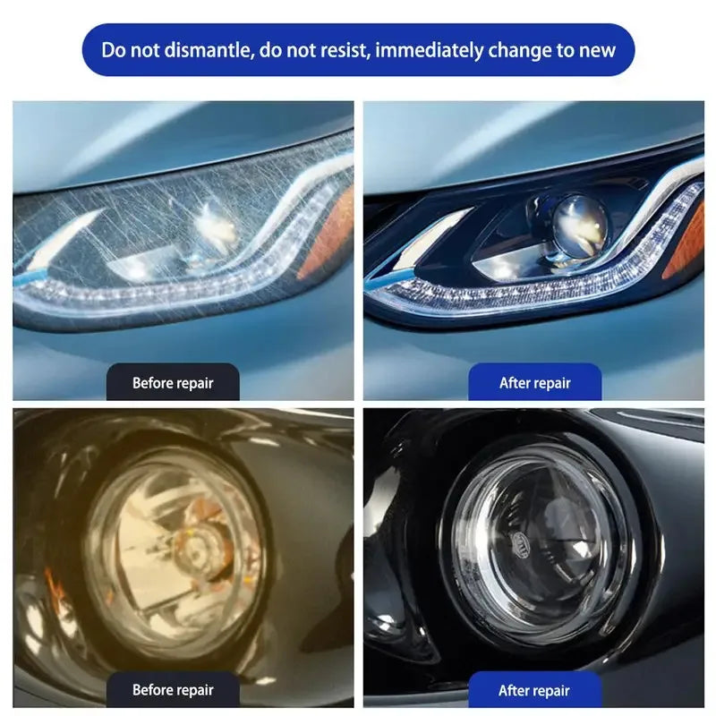 Kit de restauración de faros de coche, abrillantador químico, pulidor de faros, restaurador, juego de pasta de pulido, cera para lijado de faros de coche