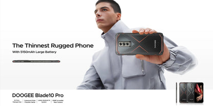 DOOGEE Blade 10 Pro (2024), teléfono móvil resistente con Android 14, 16 GB de almacenamiento + 256 GB (2 TB), pantalla HD+ de 6,56 pulgadas, batería de 5150 mAh.