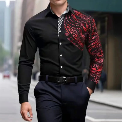 Camisa de manga larga de negocios para hombre, de alta calidad, cómoda, con botones, estilo elegante y a rayas.