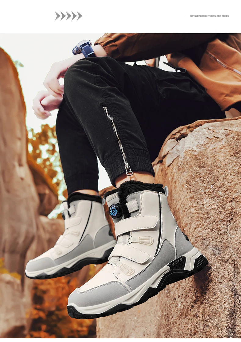 Botas de nieve impermeables para hombre, con entresuela, cálidas, para exteriores, antideslizantes y resistentes a la abrasión.