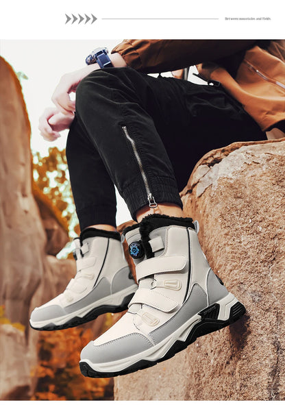 Botas de nieve impermeables para hombre, con entresuela, cálidas, para exteriores, antideslizantes y resistentes a la abrasión.