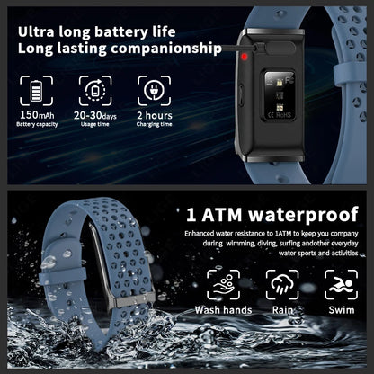 LIGE - Pulsera inteligente sin pantalla para hombre y mujer, con monitor de ritmo cardíaco, presión arterial, sueño, podómetro, rastreador de actividad física, 2025