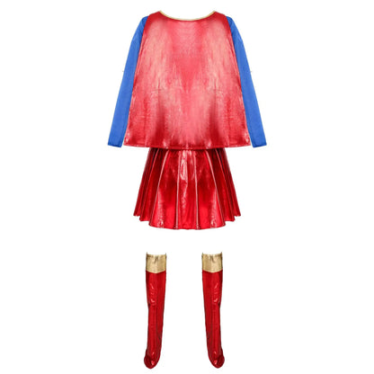 Adult Sexy Super Hero Cosplay Costume Halloween Carnival Party Wonder Girl Fancy Dress With Shoe Covers