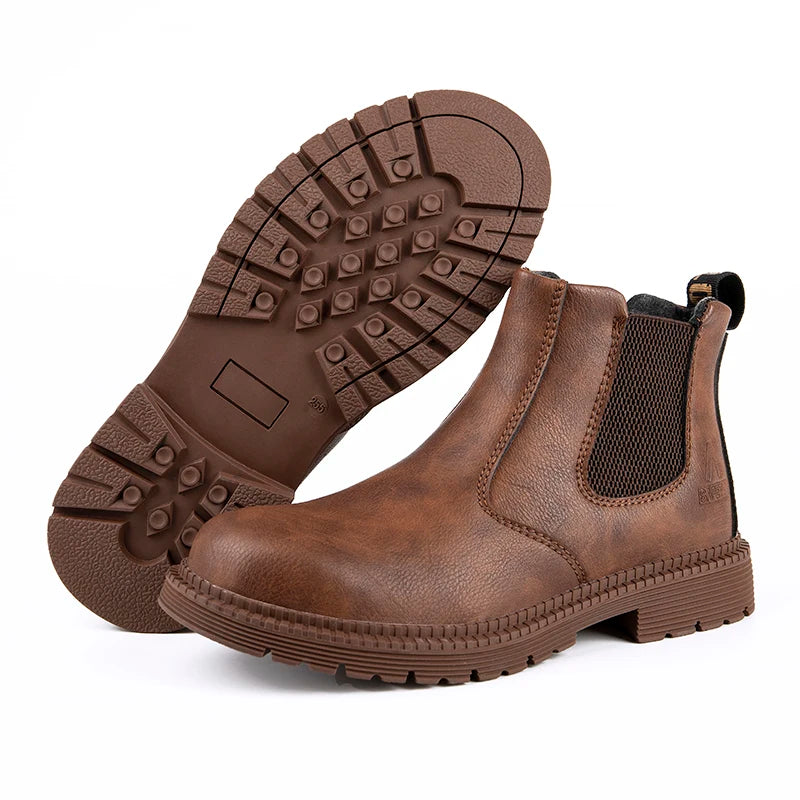 Zapatos de seguridad antideslizantes para hombre, botas de trabajo con puntera de acero, calzado de protección indestructible, botas de construcción antiaplastamiento, impermeables.