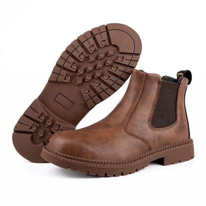 Zapatos de seguridad antideslizantes para hombre, botas de trabajo con puntera de acero, calzado de protección indestructible, botas de construcción antiaplastamiento, impermeables.