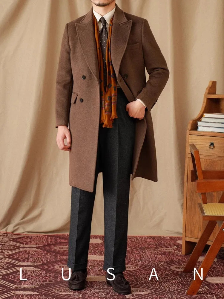 Abrigo Chester de lana 50% para hombre - 800 g. Chaqueta de campo retro cruzada de otoño/invierno.