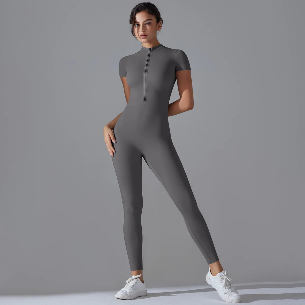Women Zipper Bodysuits Fitness Sports Bodysuit Yoga Suit Breathable Quick Drying Sports Yoga Clothing Women Gym Push Up Workout