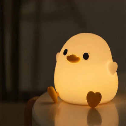 Luz nocturna de pato DoDo, lámpara de pato adorable, luz nocturna recargable y regulable, lámpara de noche LED de silicona táctil para habitación infantil