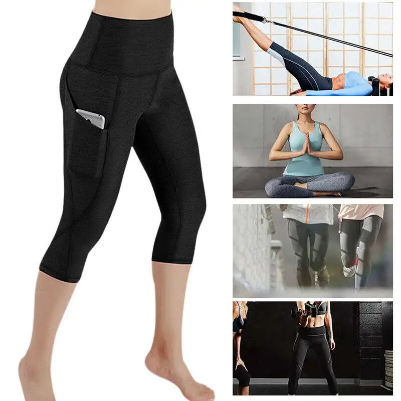Leggings deportivos sin costuras de cintura alta para mujer, pantalones capri elásticos para yoga, gimnasio, entrenamiento, fitness y running.