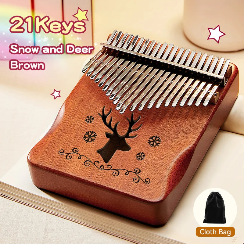 Piano de pulgar Kalimba de 21 teclas con diseño de ciervo: ideal para principiantes, regalo de cumpleaños perfecto, accesorios de piano, regalo de piano.