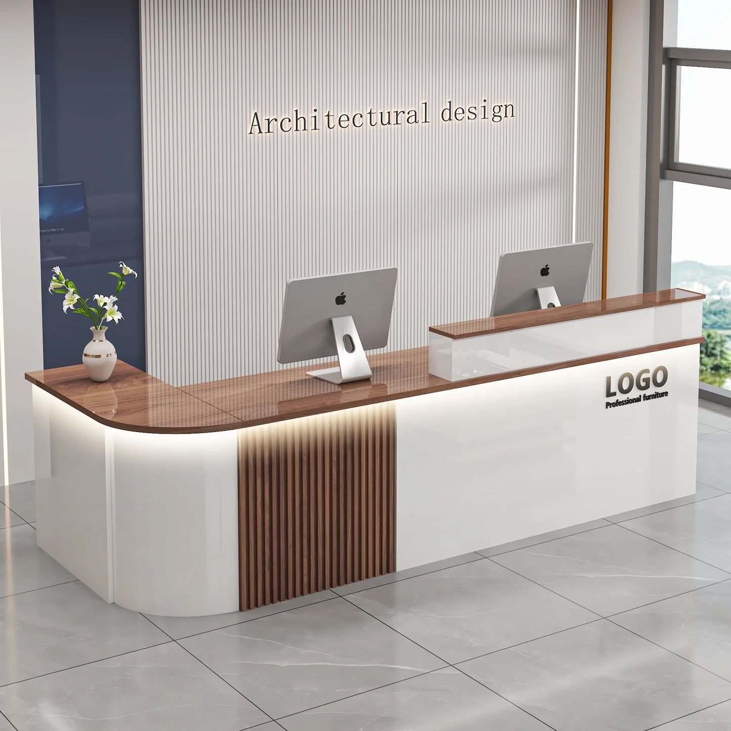 Mostrador de bar de oficina profesional, diseño de belleza de lujo simple, mostrador de recepción, salón moderno, Bancone Bar Lusso, muebles comerciales