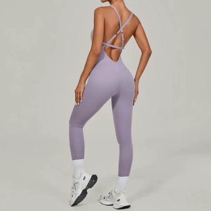 Nuevo mono de yoga para mujer, sexy, con espalda en V, cintura alta, realce de glúteos, tirantes ajustables, conjunto de yoga de secado rápido y transpirable, mono deportivo.