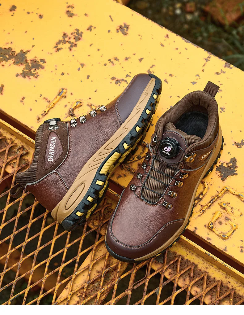 Zapatos de seguridad para hombre con botón giratorio, puntera de acero, zapatillas de trabajo indestructibles, botas de trabajo a prueba de perforaciones, calzado para hombre.