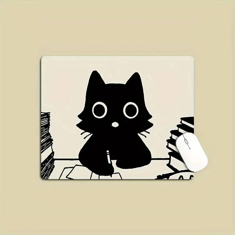 Alfombrilla de ratón con diseño de gato negro, pequeña, para oficina, escritorio de ordenador, teclado, alfombrilla grande para ratón, cojín para portátil, alfombrilla antideslizante para escritorio, decoración del hogar