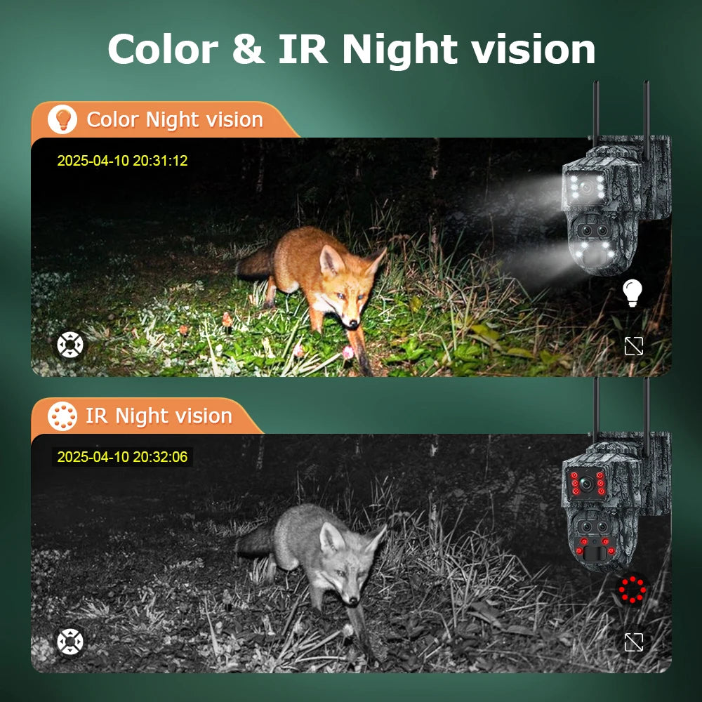 Cámara de seguridad solar inalámbrica LS VISION de 12 MP, 4G, zoom 15x, para exteriores, con doble pantalla, WiFi, detección humana PIR y sistema CCTV UBox.