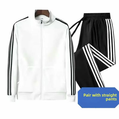 Conjunto deportivo para pareja, de manga larga y cuello alto, para correr, primavera y otoño, corte ajustado, versátil, popular, para correr por la mañana, dos piezas