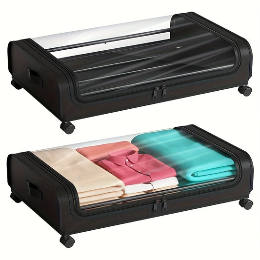 Organizador de almacenamiento debajo de la cama: contenedores con ruedas y tapa para ropa, ropa de cama, zapatos, mantas, libros, juguetes y organización del hogar.