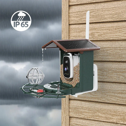 Cámara para comedero de pájaros 4MP 2K HD, captura de vídeo de aves, WiFi, alimentación solar, visión nocturna, observación de aves, alertas instantáneas