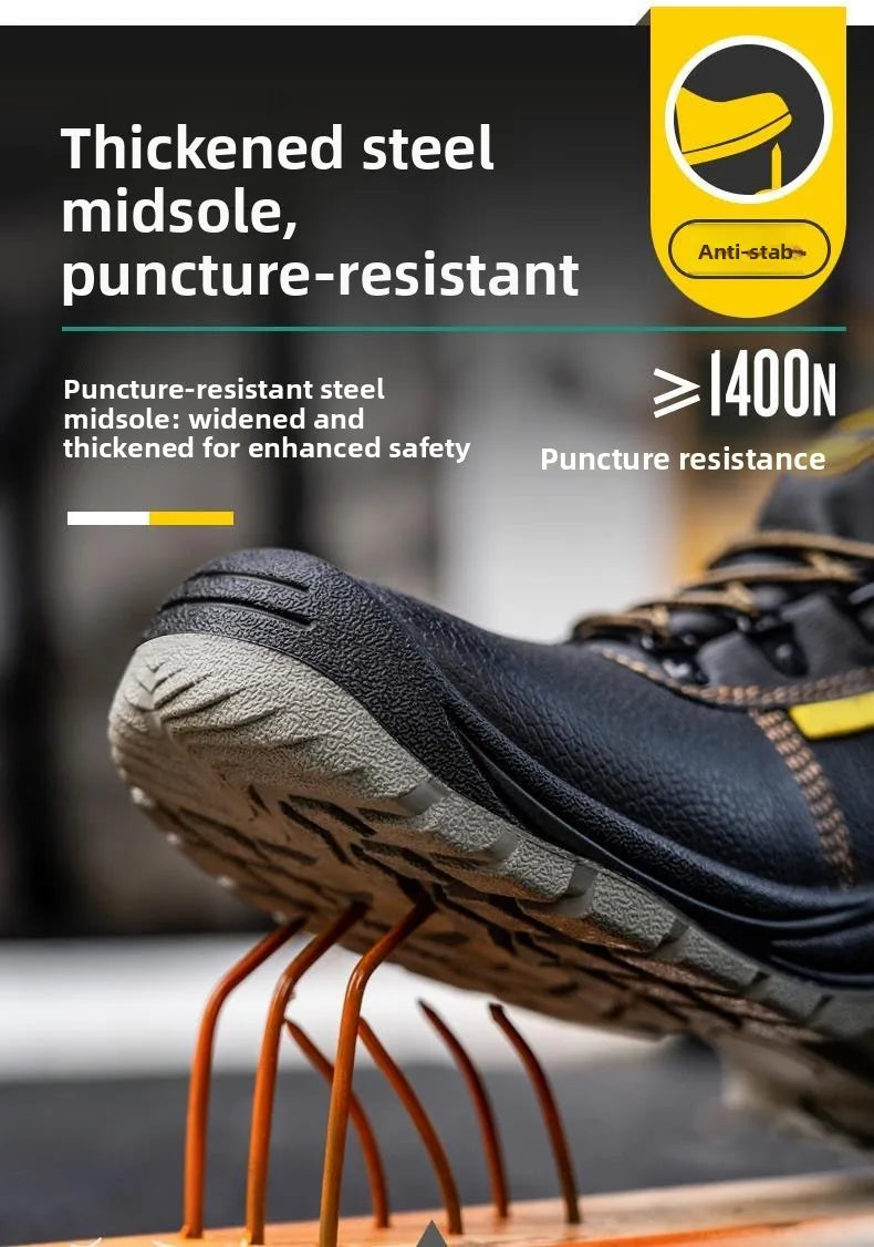 Zapatos de seguridad de alta calidad para hombre y mujer, botas cálidas y gruesas para otoño e invierno, zapatillas de deporte para mujer con puntera de acero antigolpes y antiperforación.